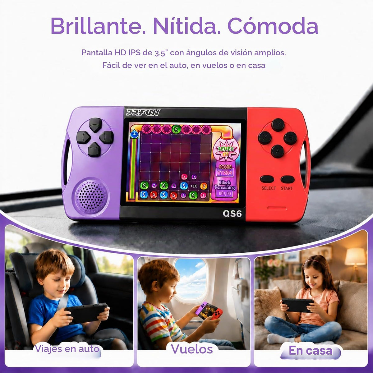 Juegos de mano de 16 bits para niños con pantalla grande IPS de 3.2...