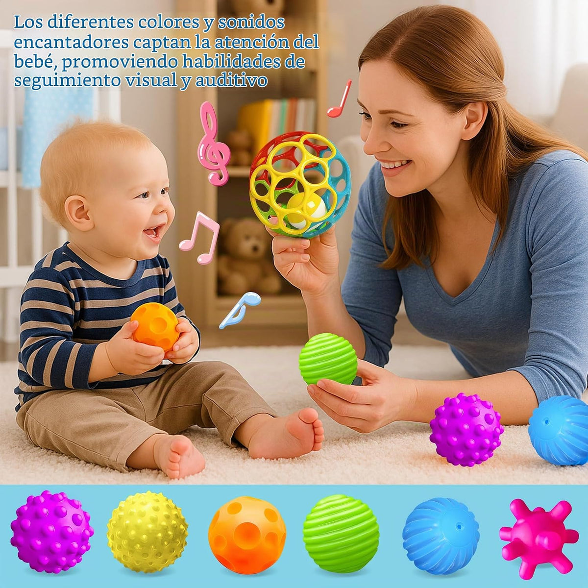 Pelotas sensoriales para niños pequeños de 1 a 3 años, juguetes sen...