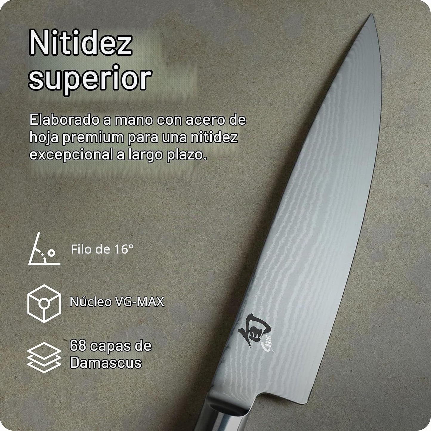 Shun cuchillo clásico para chef, 8 pulgadas, Negro | Cuchillo de co...