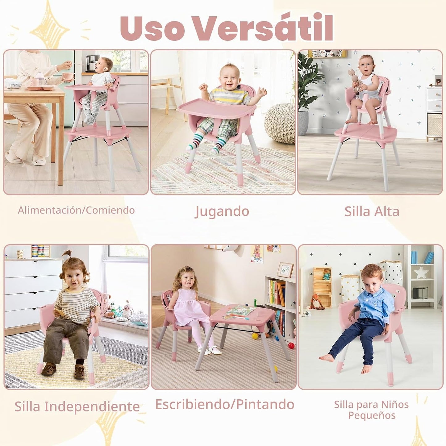 HONEY JOY Silla alta 5 en 1 convertible, silla alta para bebés y ni...