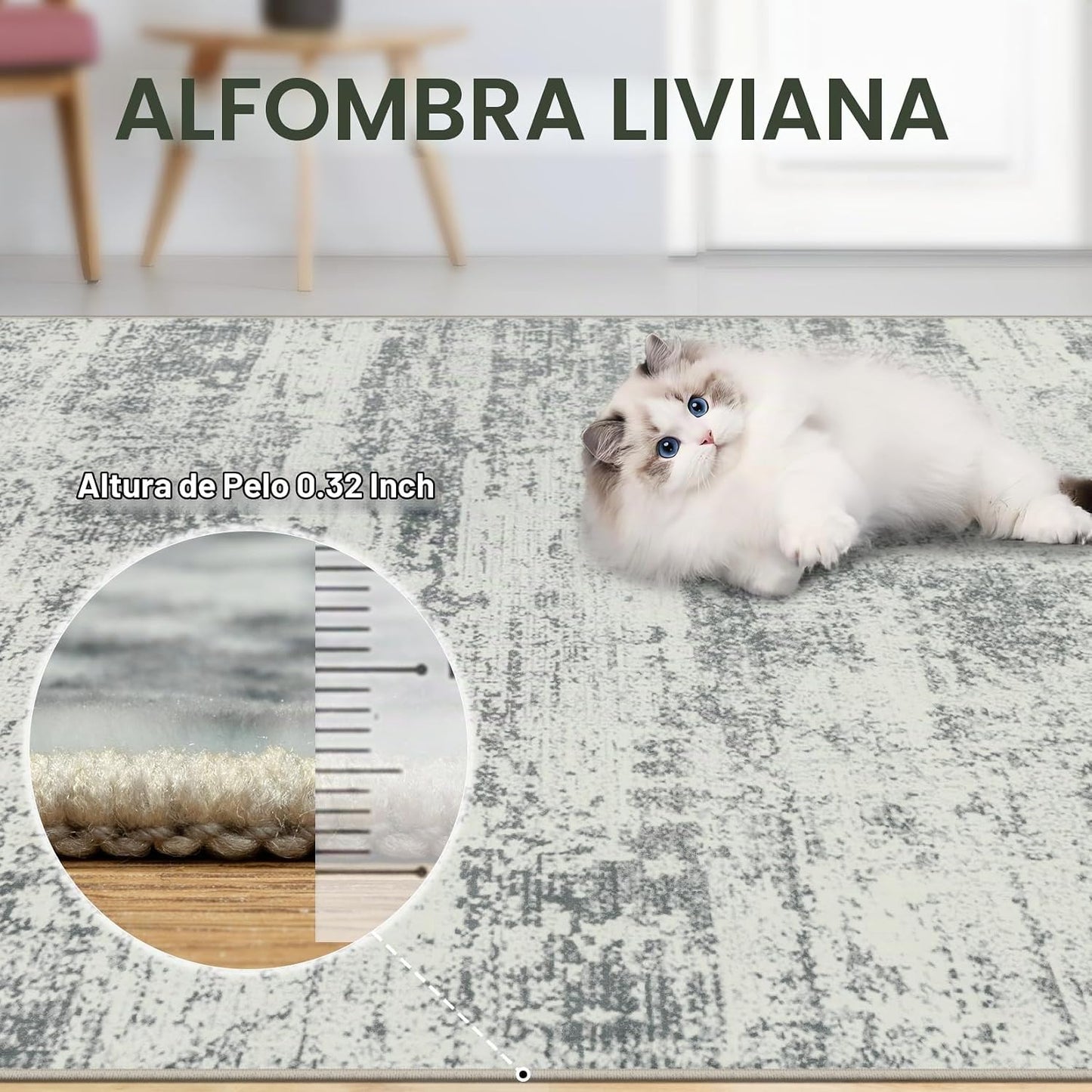 Tapete lavable de 8 x 10 pies, abstracto, suave, grande, neutro, an...