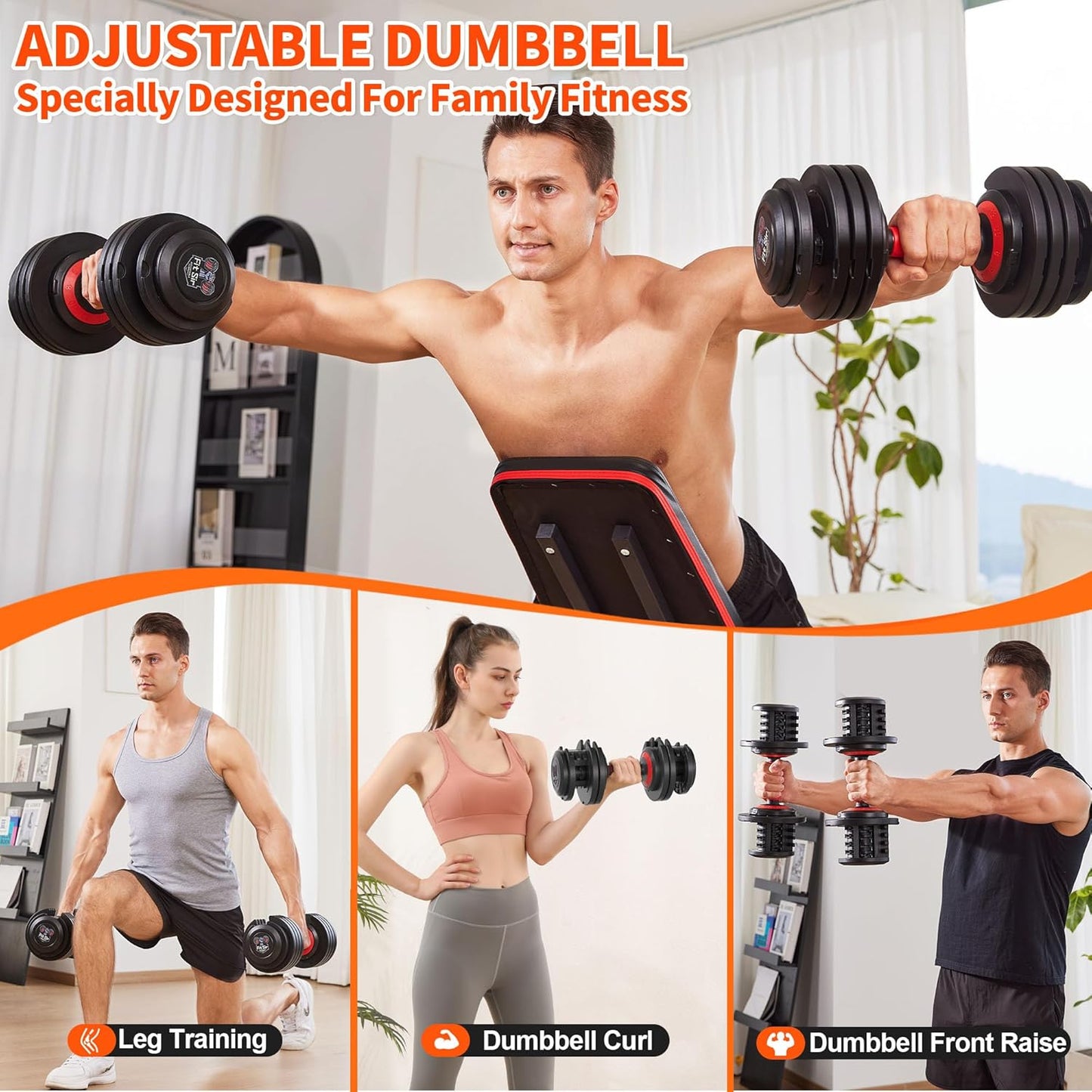 Fit Sir Juego de mancuernas ajustables, 10 en 1, mancuernas ajustab...