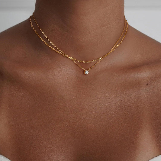 Treasure Bender Collar de oro delicado para mujer sin deslustre, co...