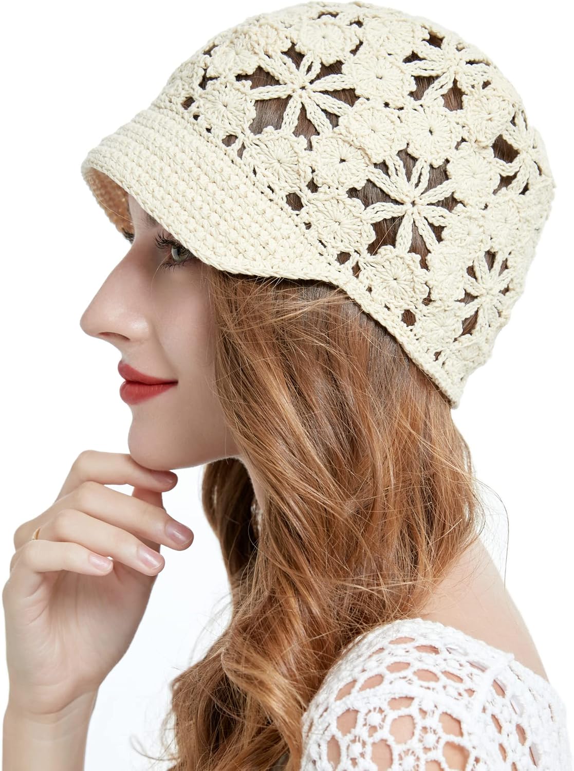 ZLYC Sombrero de ganchillo holgado de verano para mujer, gorra de c...
