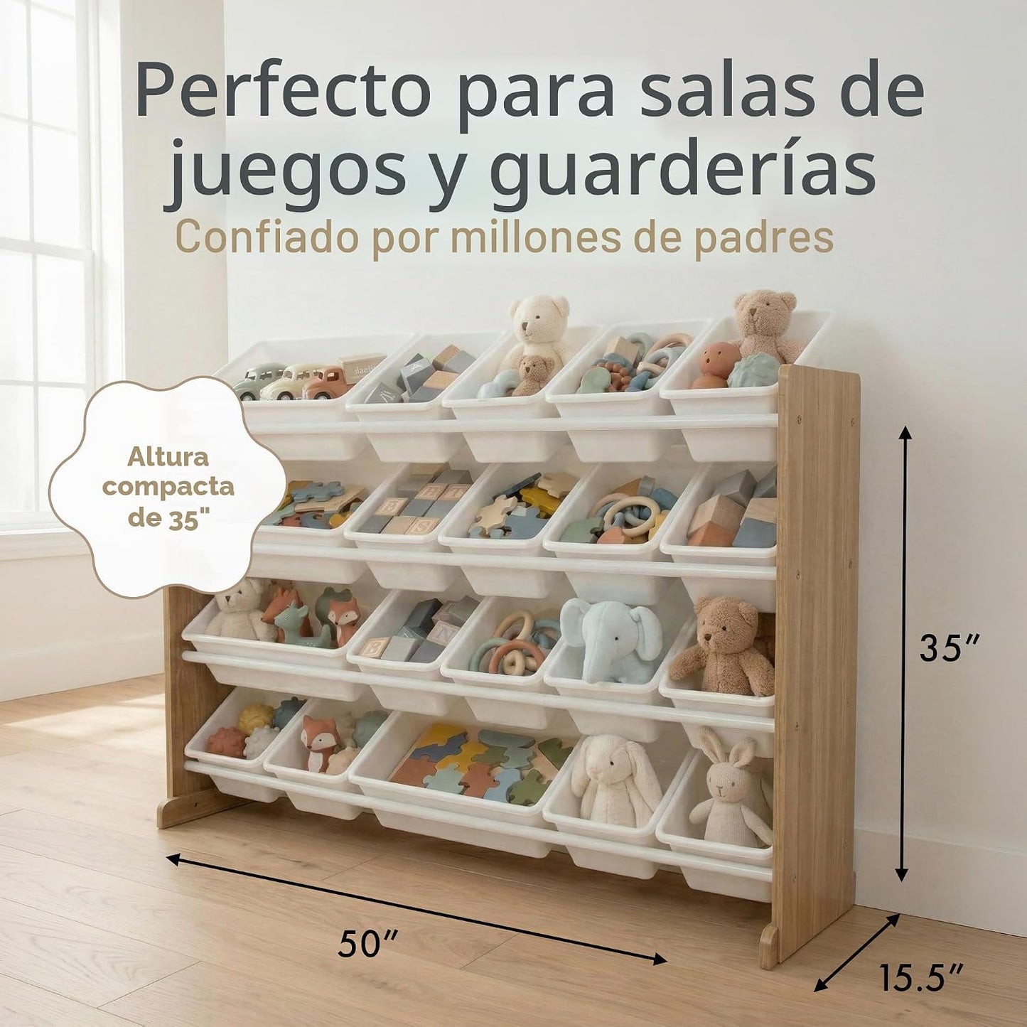Humble Crew Organizador de juguetes para niños con 20 contenedores,...