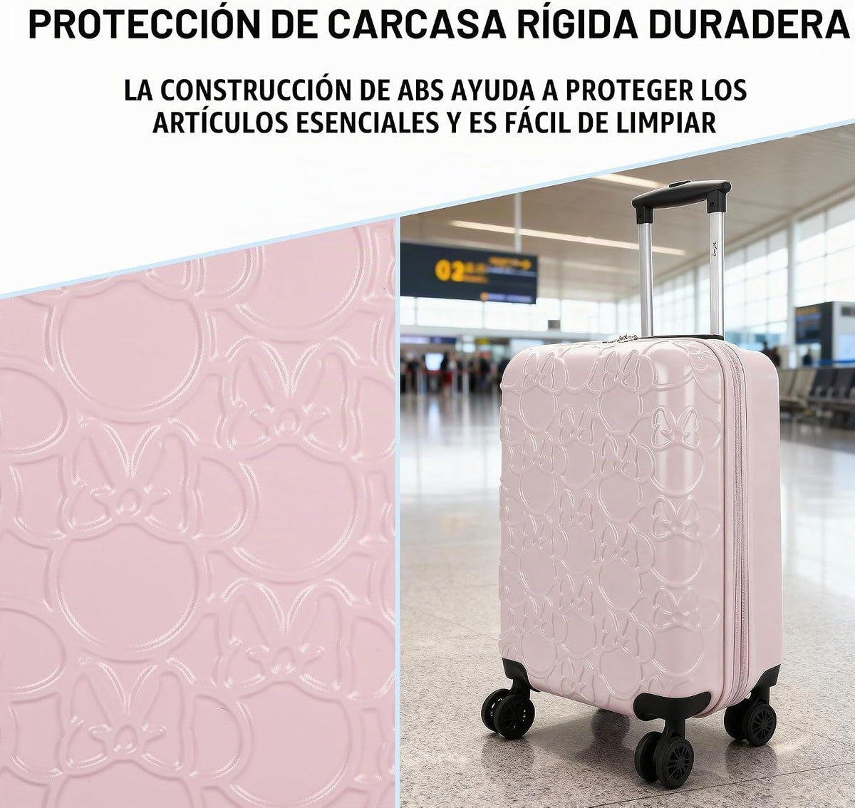 Bioworld Equipaje de mano rígido con ruedas, Minnie Mouse Classic M...