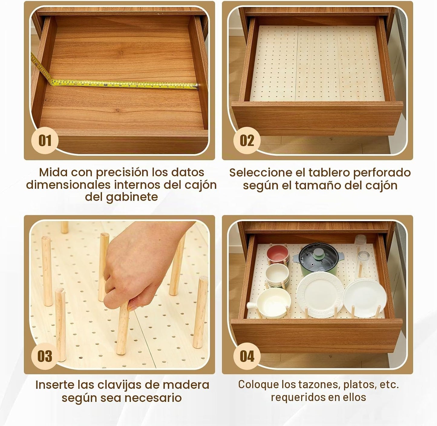 Kigley Organizador de cajones de madera de 6 piezas, color madera,...