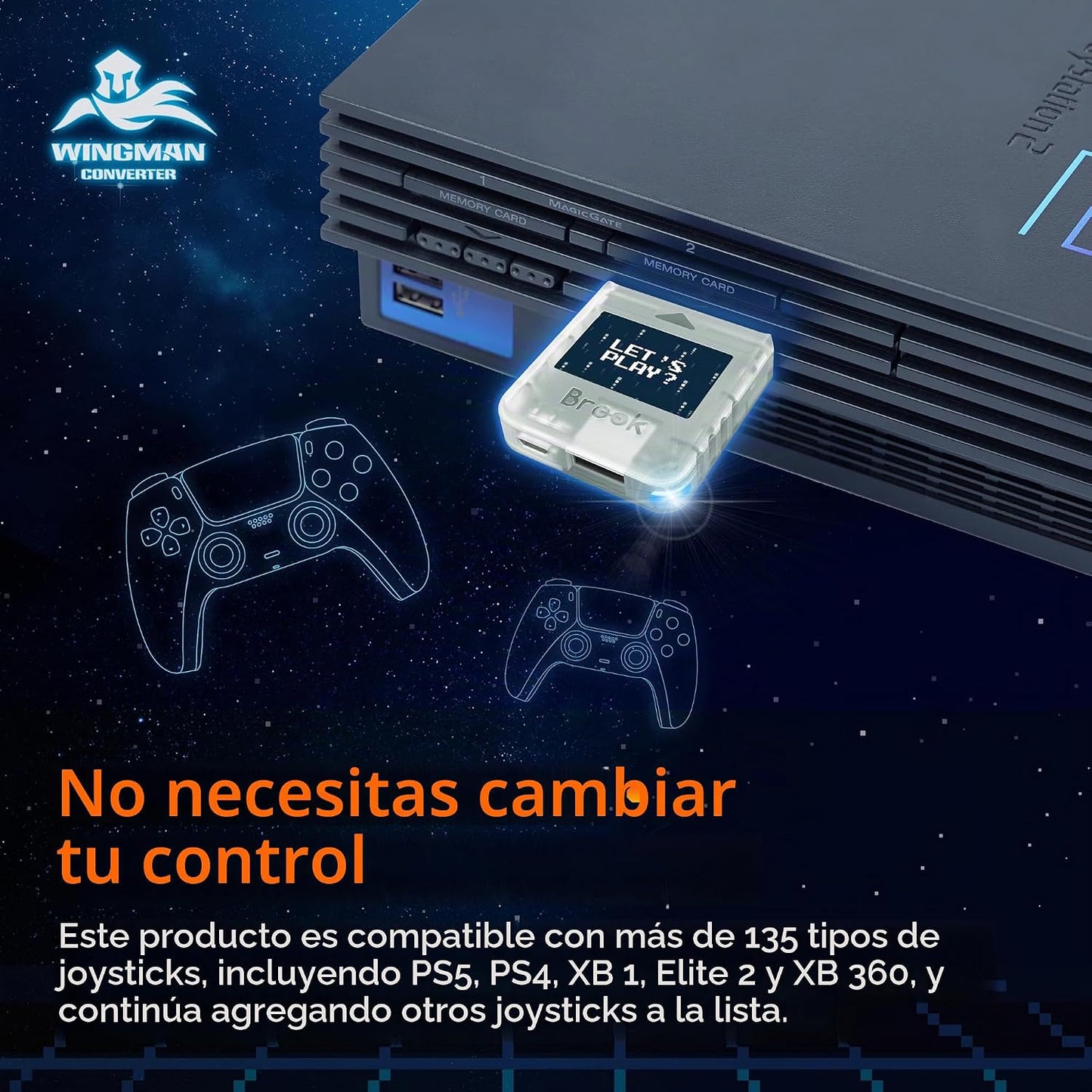 Brook Wingman PS2 Transparente Blanco Convertidor - Convertidor Esp...