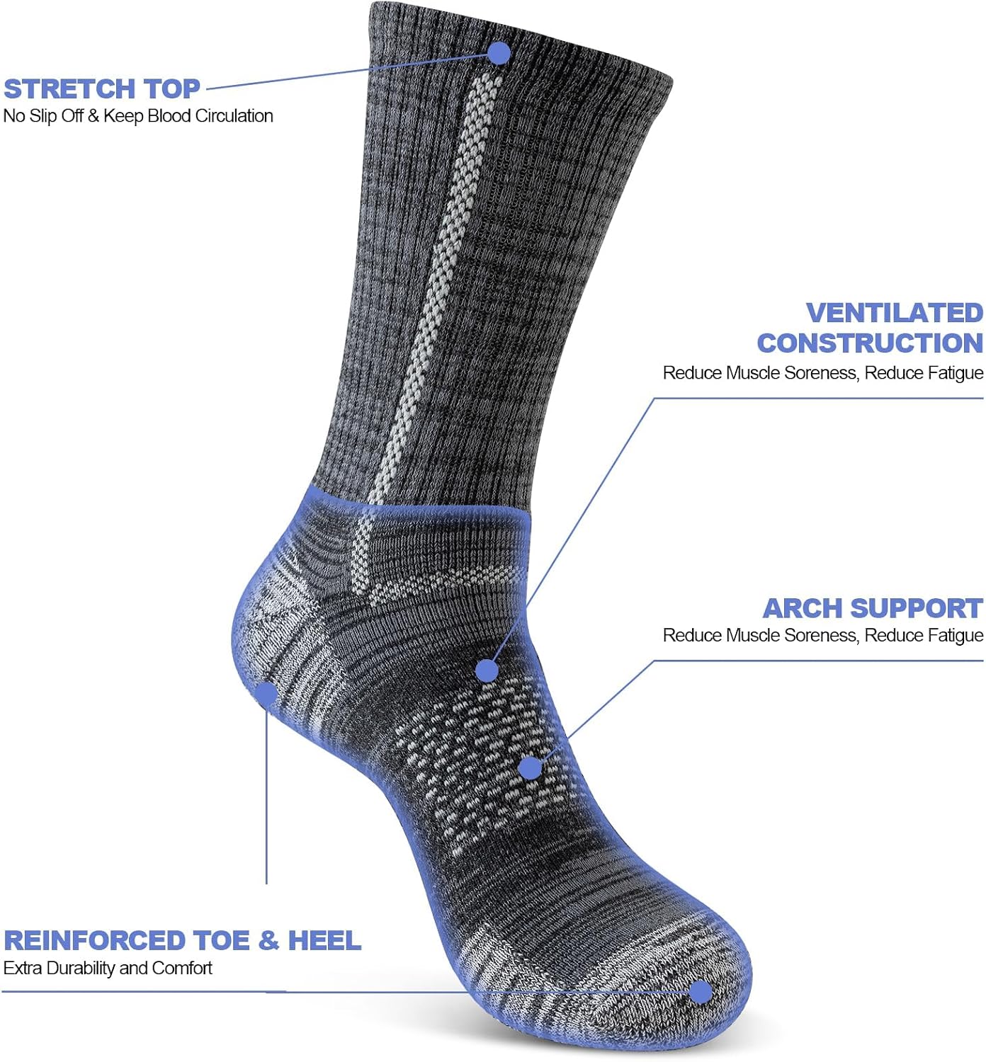 Niorasen Calcetines de trabajo de algodón para hombre, 5 pares de c...