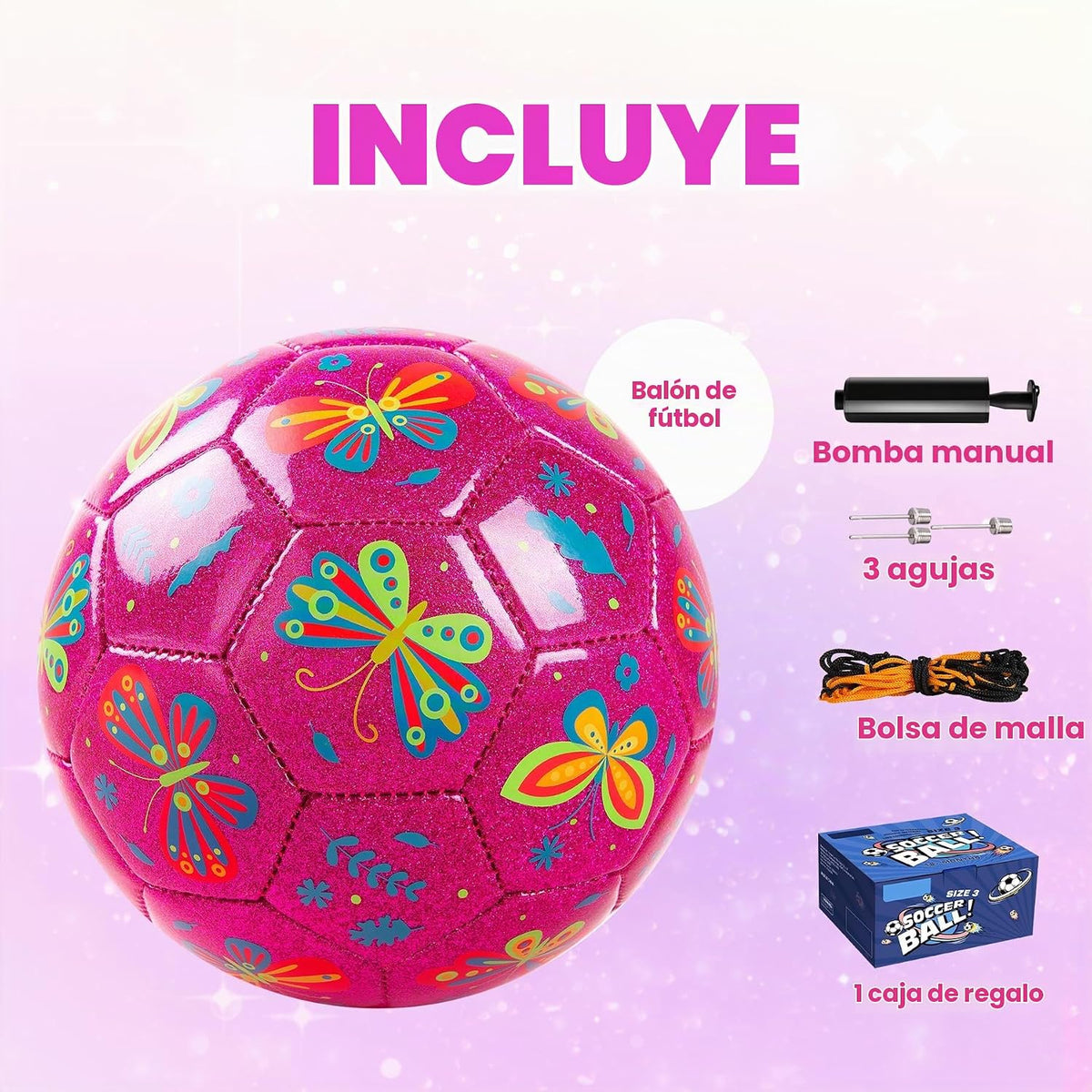 Balón de fútbol tamaño 4, tamaño 3, tamaño 2 con bomba desinflada,...