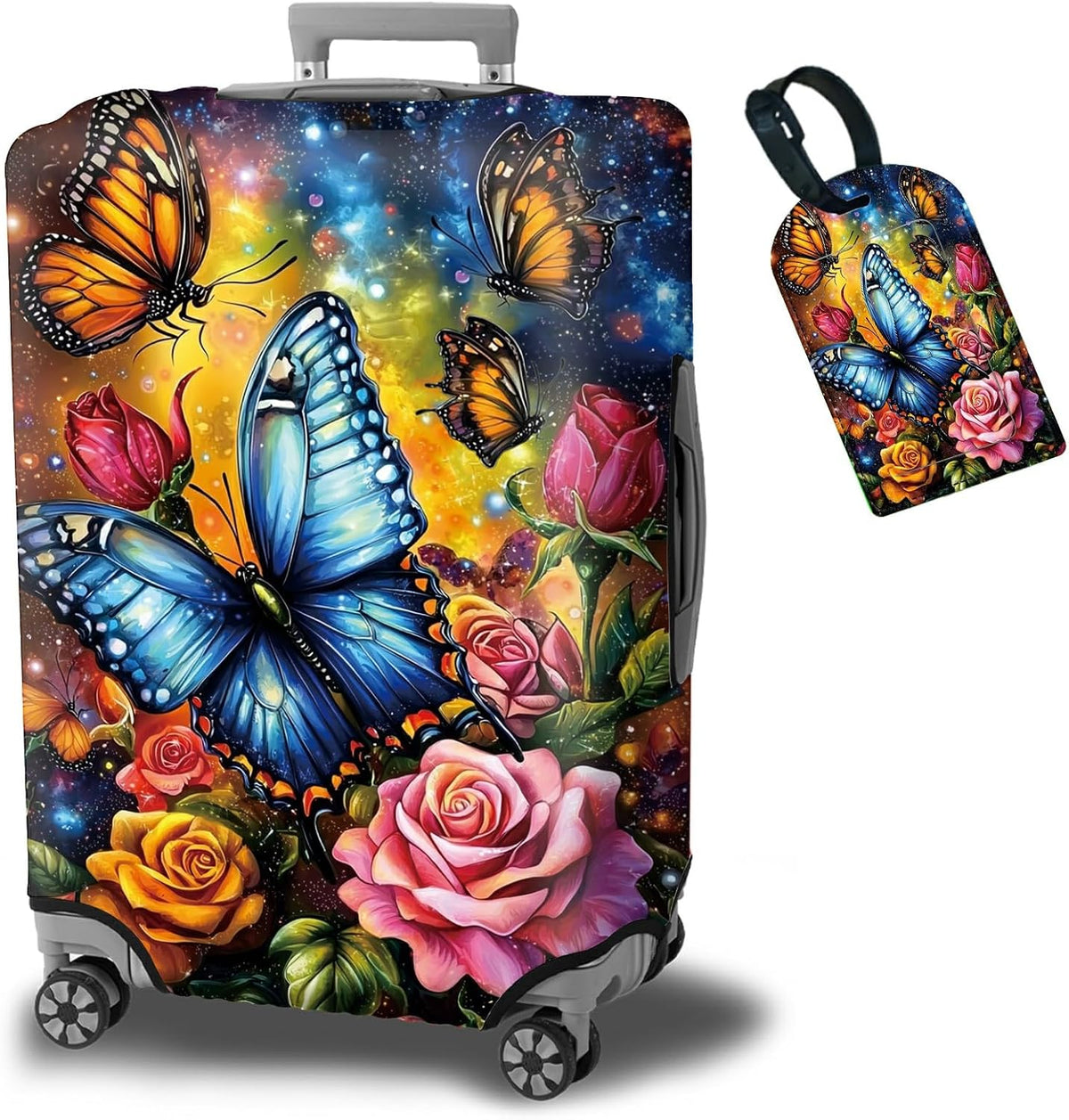 Protector de maleta más 1 etiqueta de equipaje, funda de viaje de m...