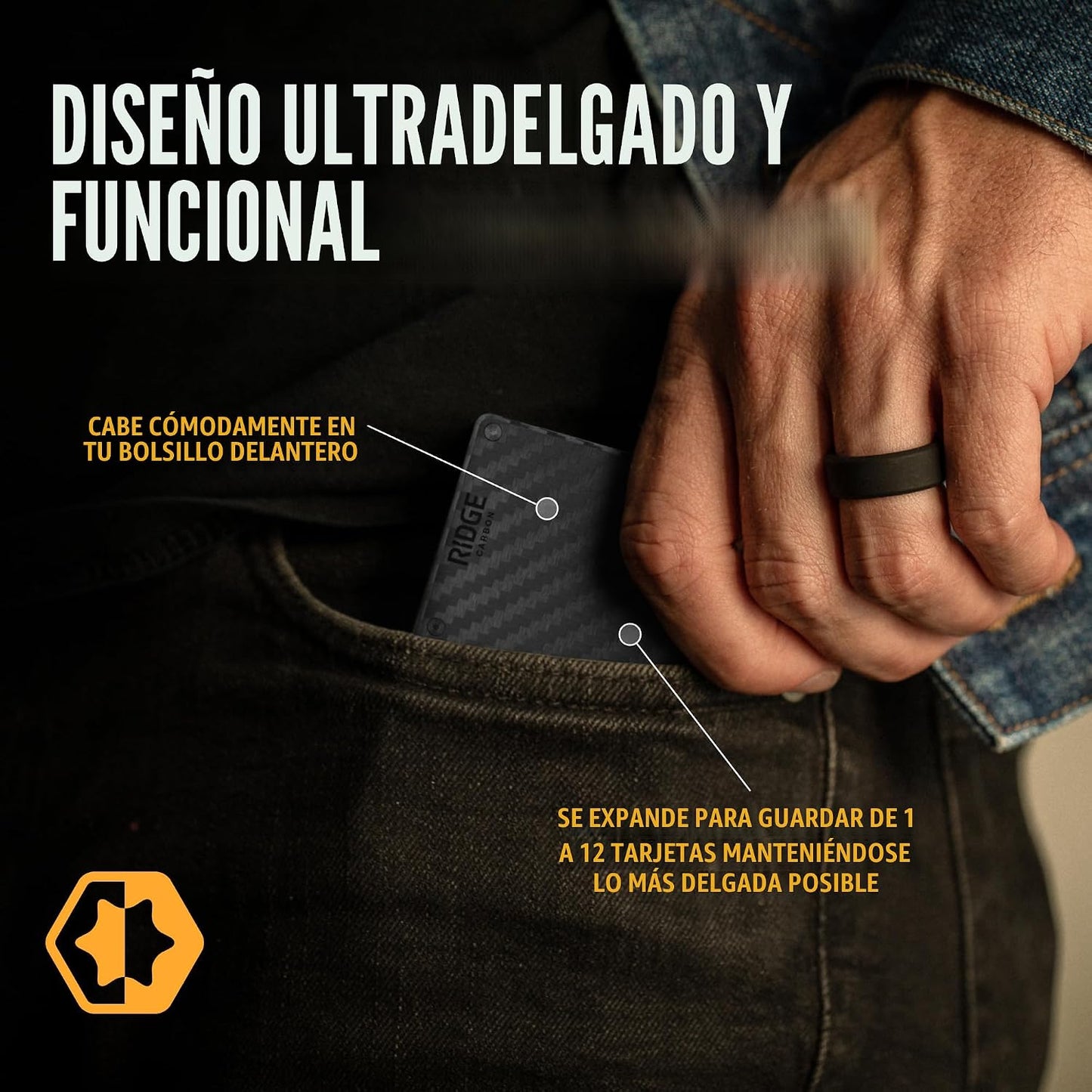Cartera Ridge para hombres - Billetera delgada y minimalista compac...