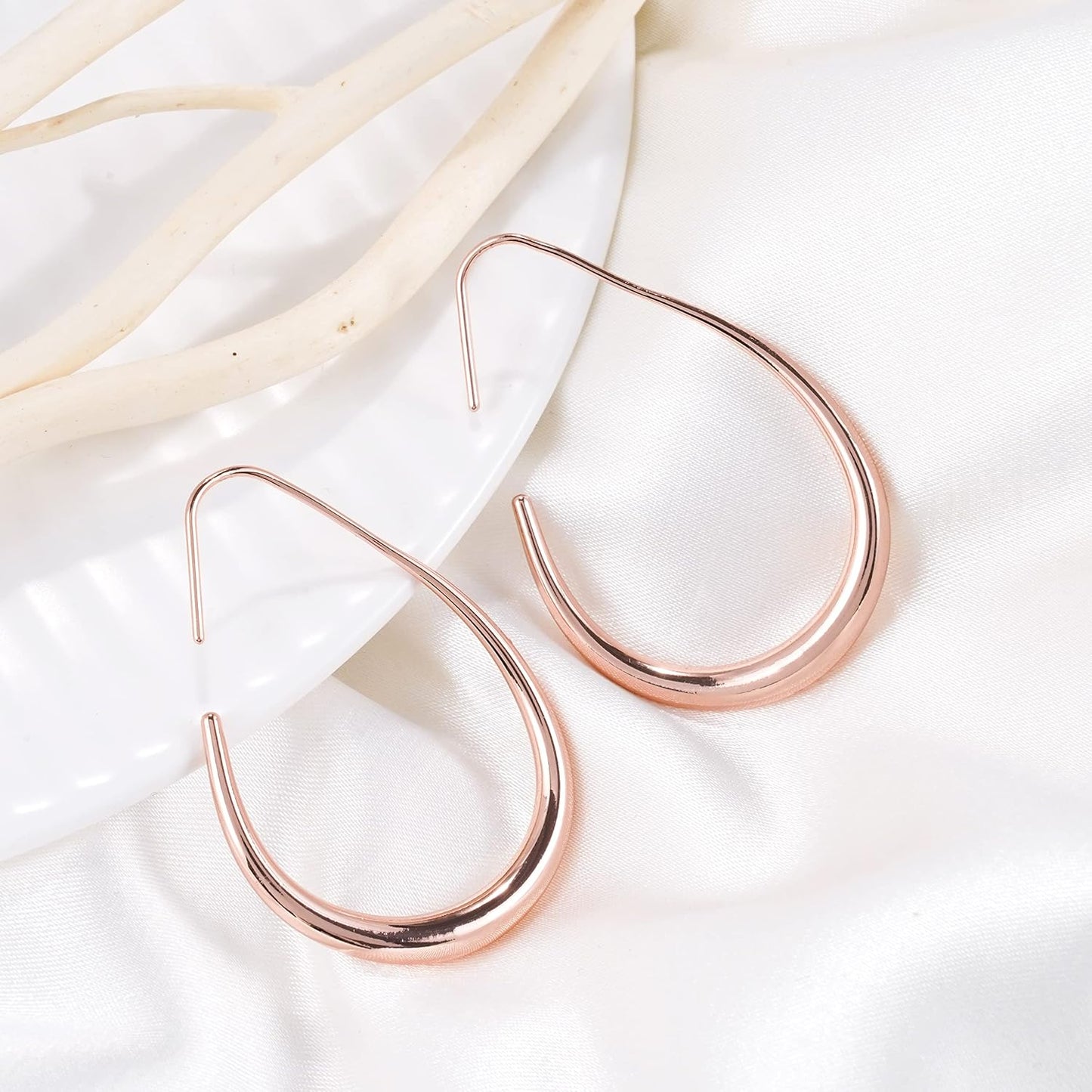 Aretes de aro ligeros con forma de lágrima para mujer, chapados en...