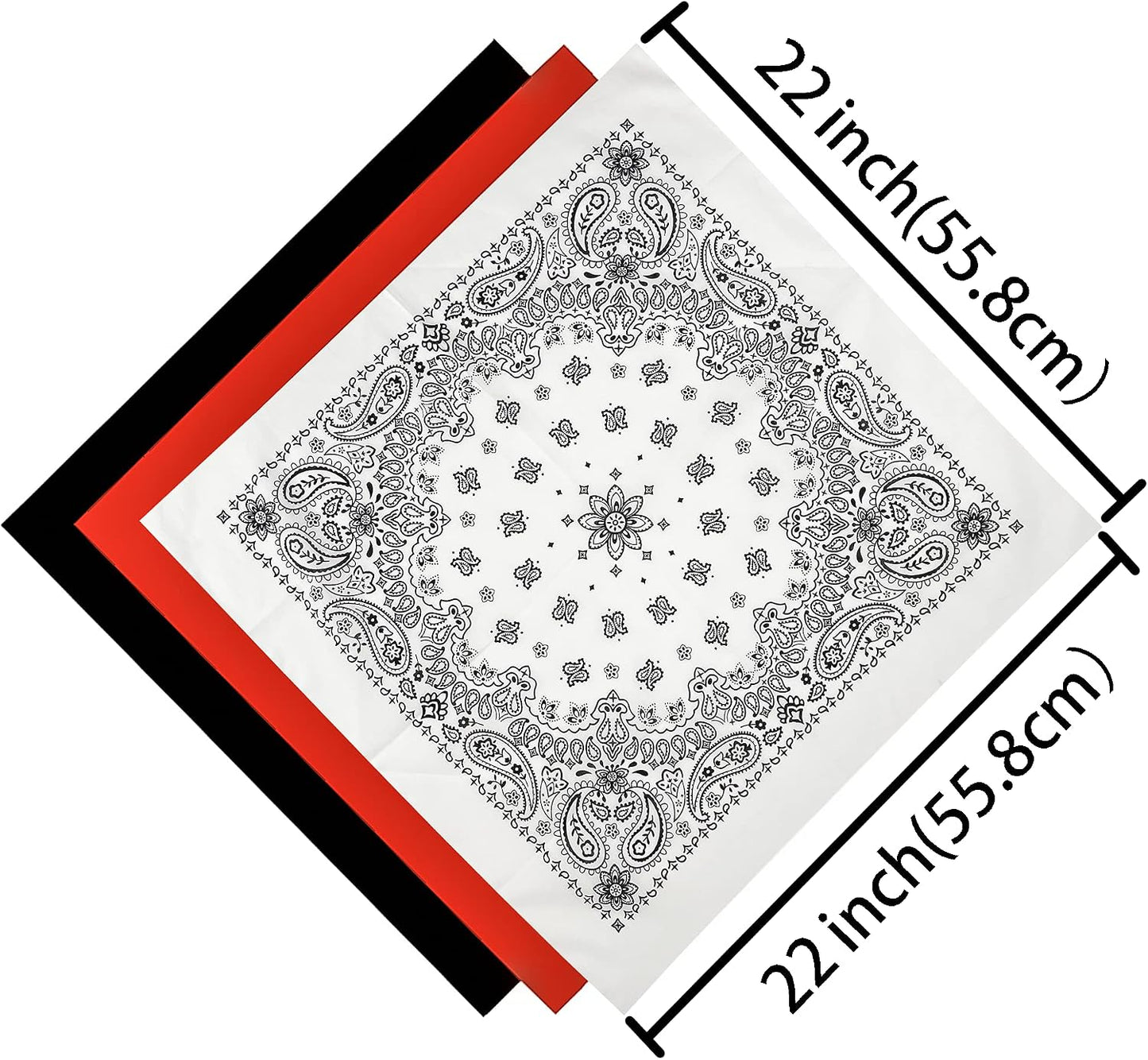 HankieWorld Paquete de 6, 12 bandanas de 2 lados impresos de 22 pul...