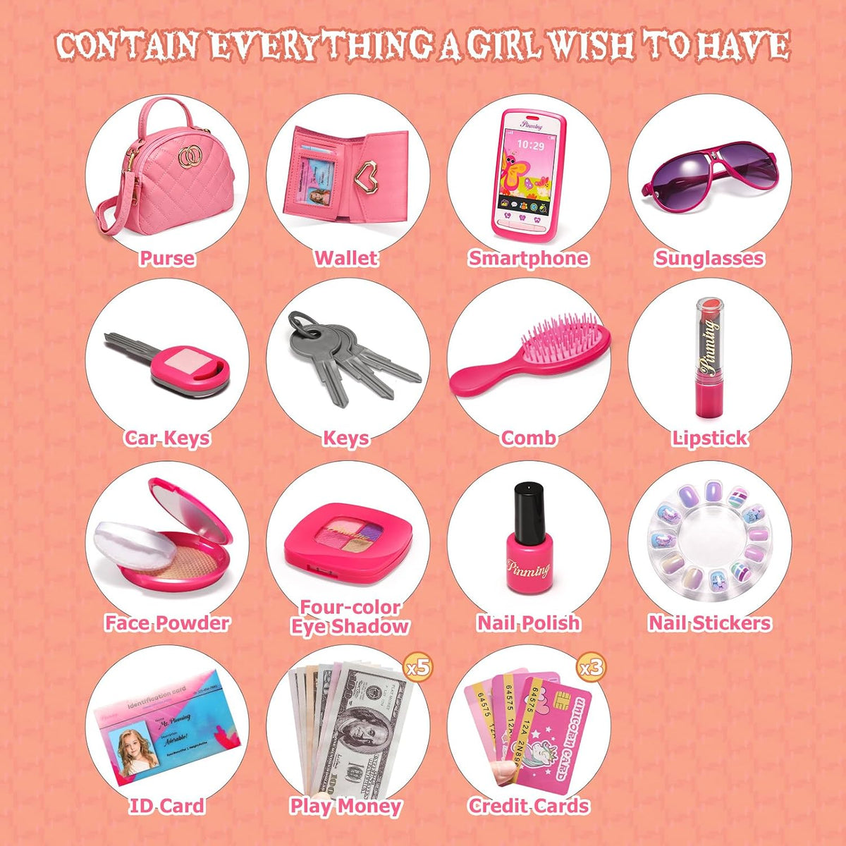Bolso de niñas pequeñas, juego de maquillaje de simulación para niñ...