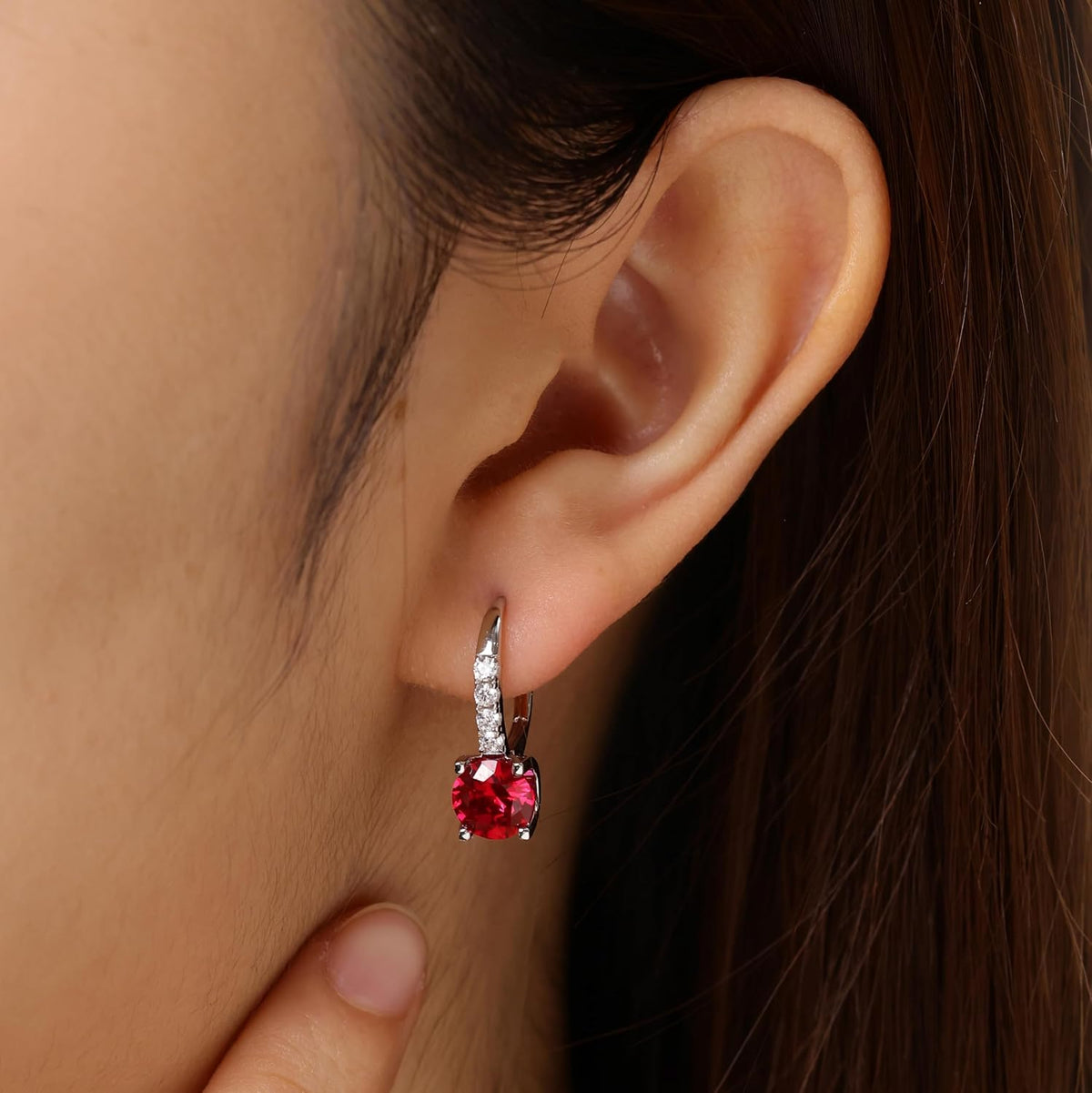 FANCIME Pendientes colgantes con piedra natal para mujer de plata d...