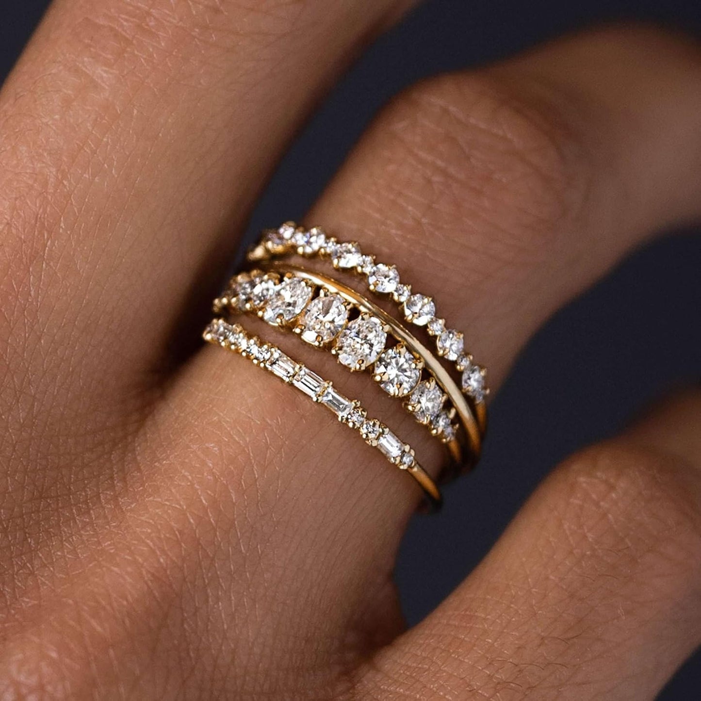TOBENY Anillos de oro apilables para mujer sin deslustre, delicados...