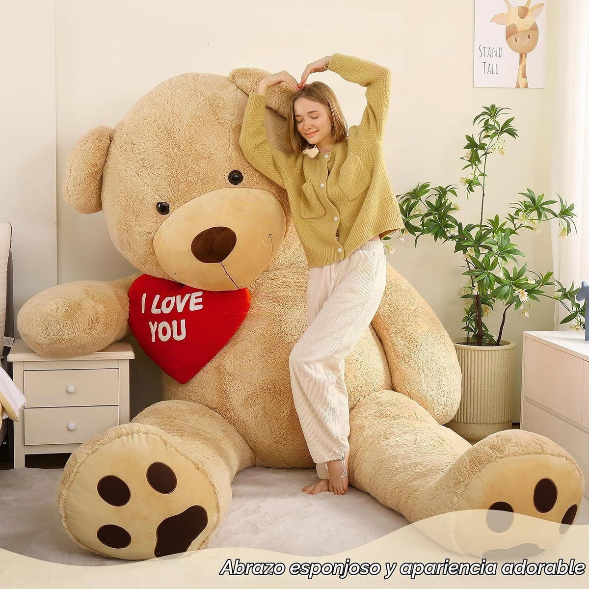 BENINY Oso de Peluche Teddy Gigante Jumbo de Corazón Rojo de 10 pie...