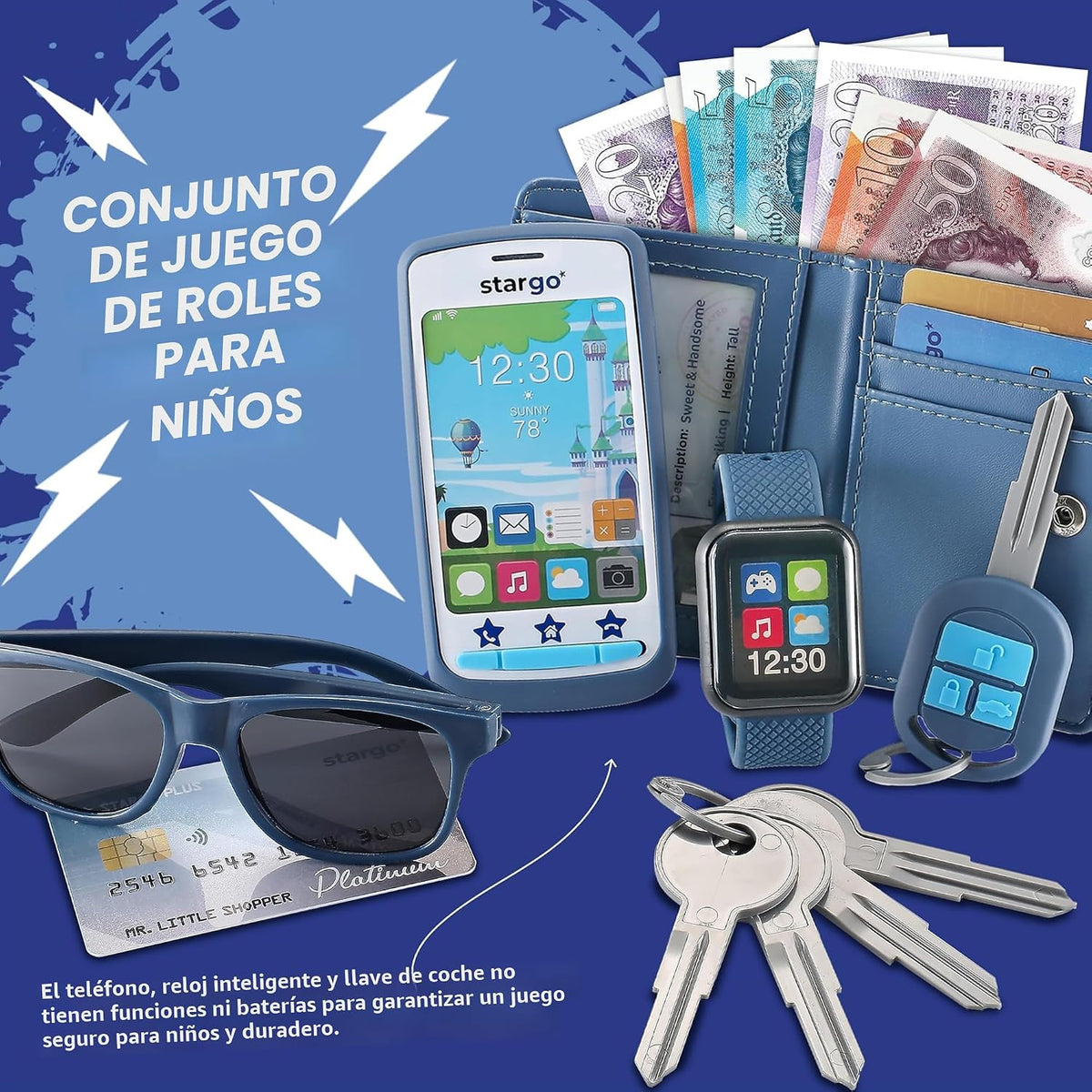 Cartera de juego para niños, juguetes para niños de 3, 4 y 5 años,...