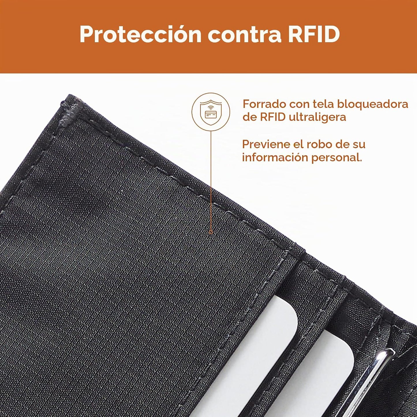 Allett Billetera híbrida para tarjetas, bloqueo RFID, plegable, del...