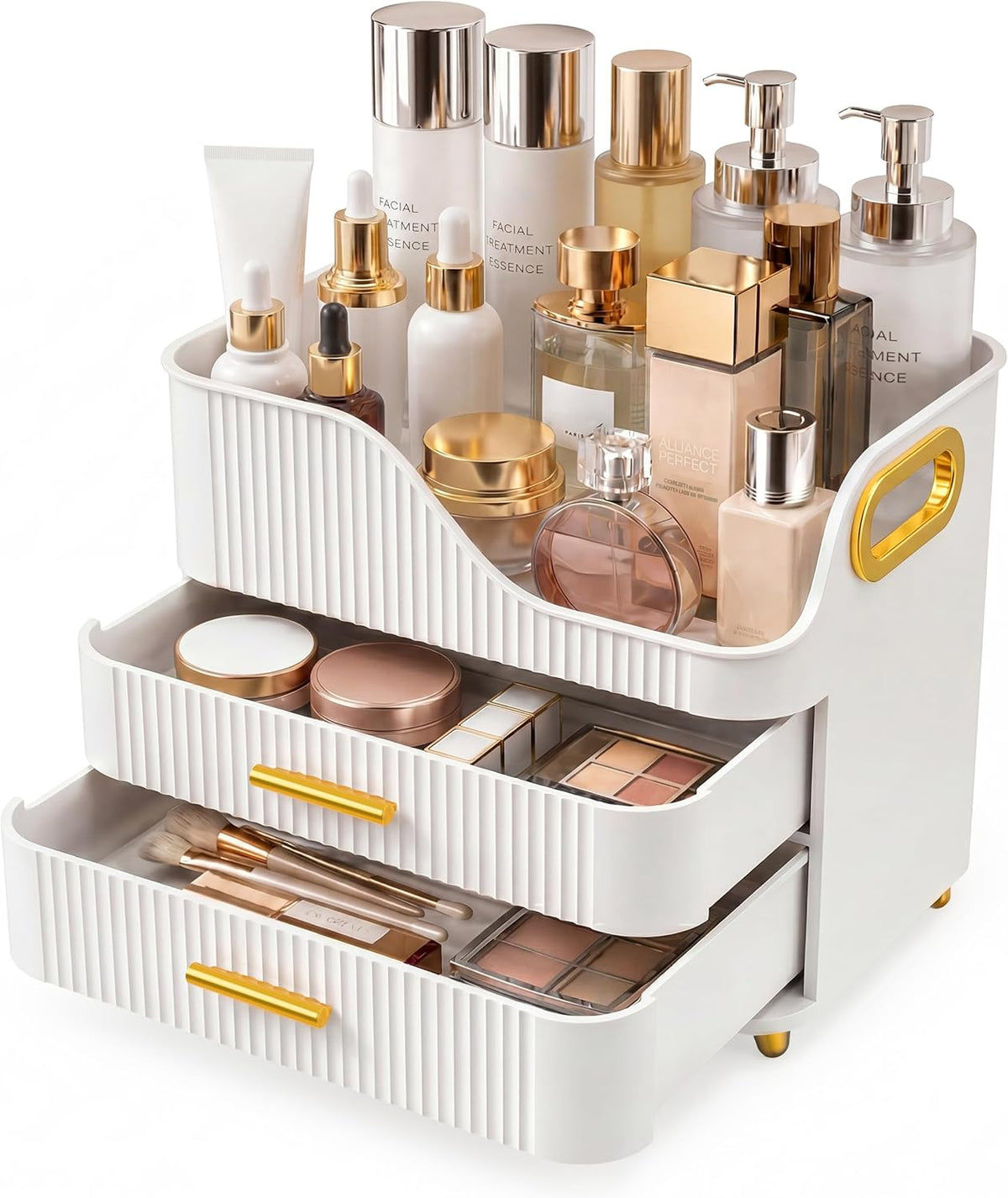 Booklov Organizador de maquillaje para encimera con cajones, caja d...