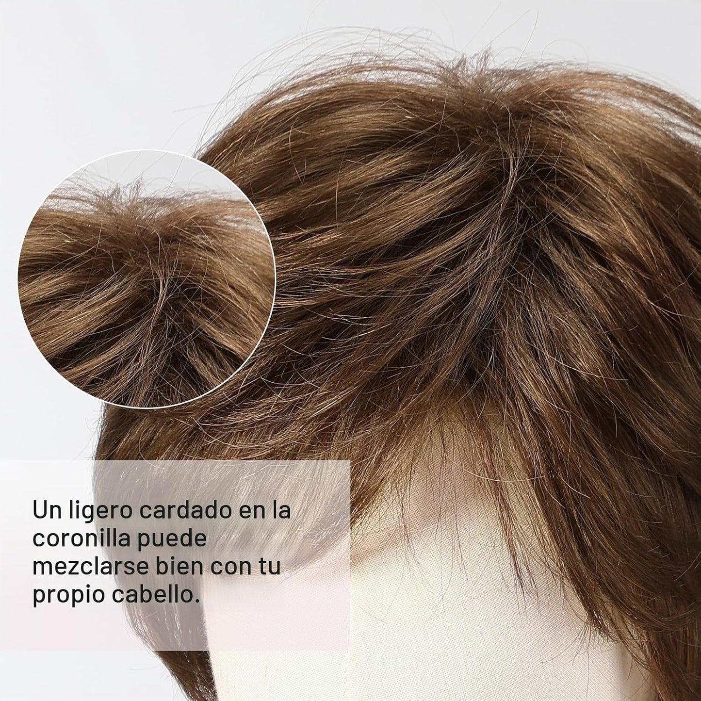 EMMOR Peluca Corta de Cabello Humano Marrón Mezclado para Mujeres B...