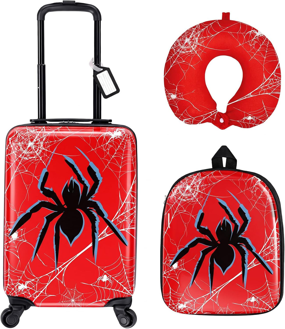 Sanwuta Juego de 4 maletas de araña de 18 pulgadas, mochila con rue...