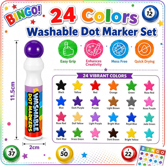 Crtiin Juego de 96 marcadores de puntos lavables de colores mixtos...