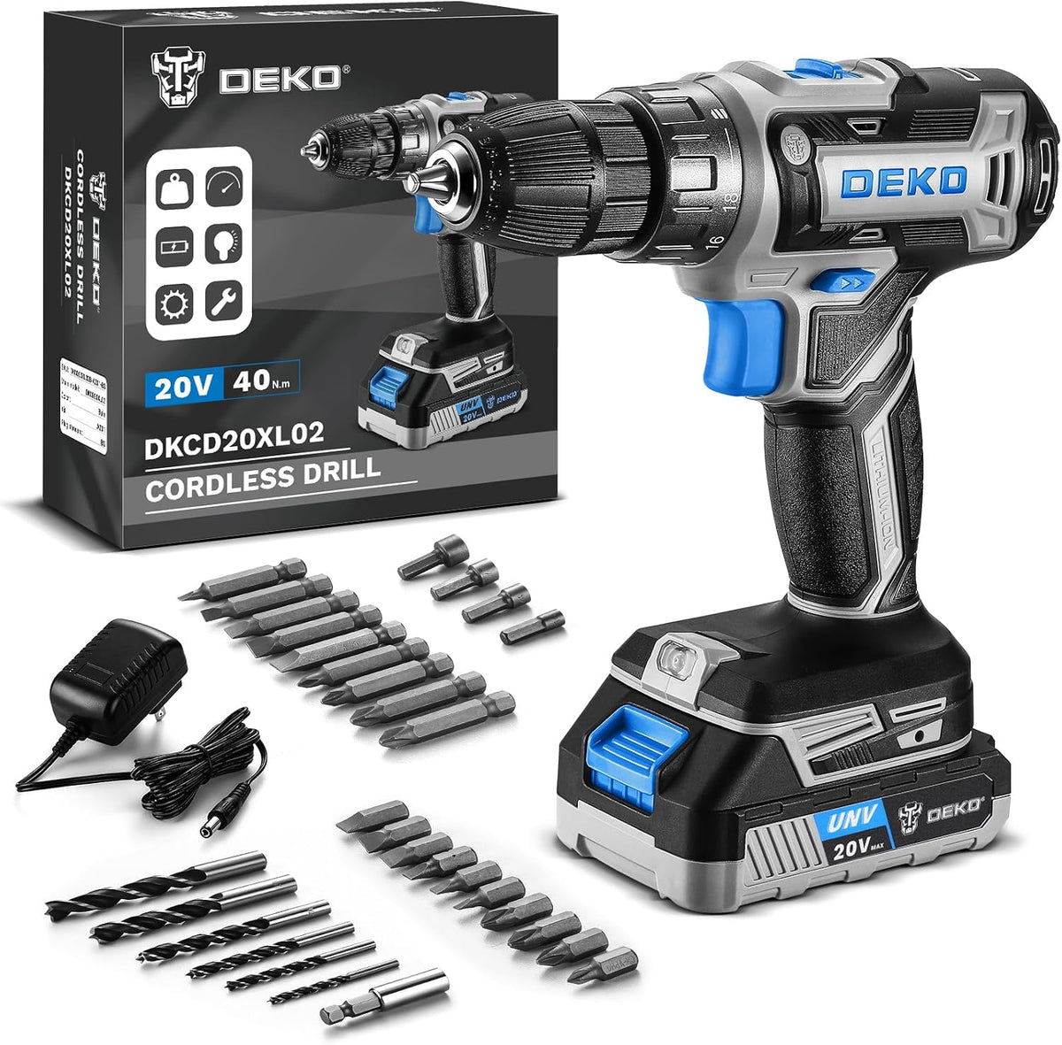 Taladro Eléctrico Inalámbrico: DEKO PRO Taladro Inalámbrico 20V Jue...