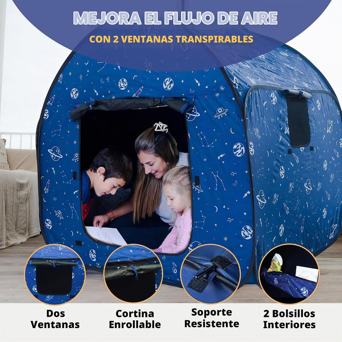 L'ARCHE Tienda sensorial para niños con luces LED y control rem...