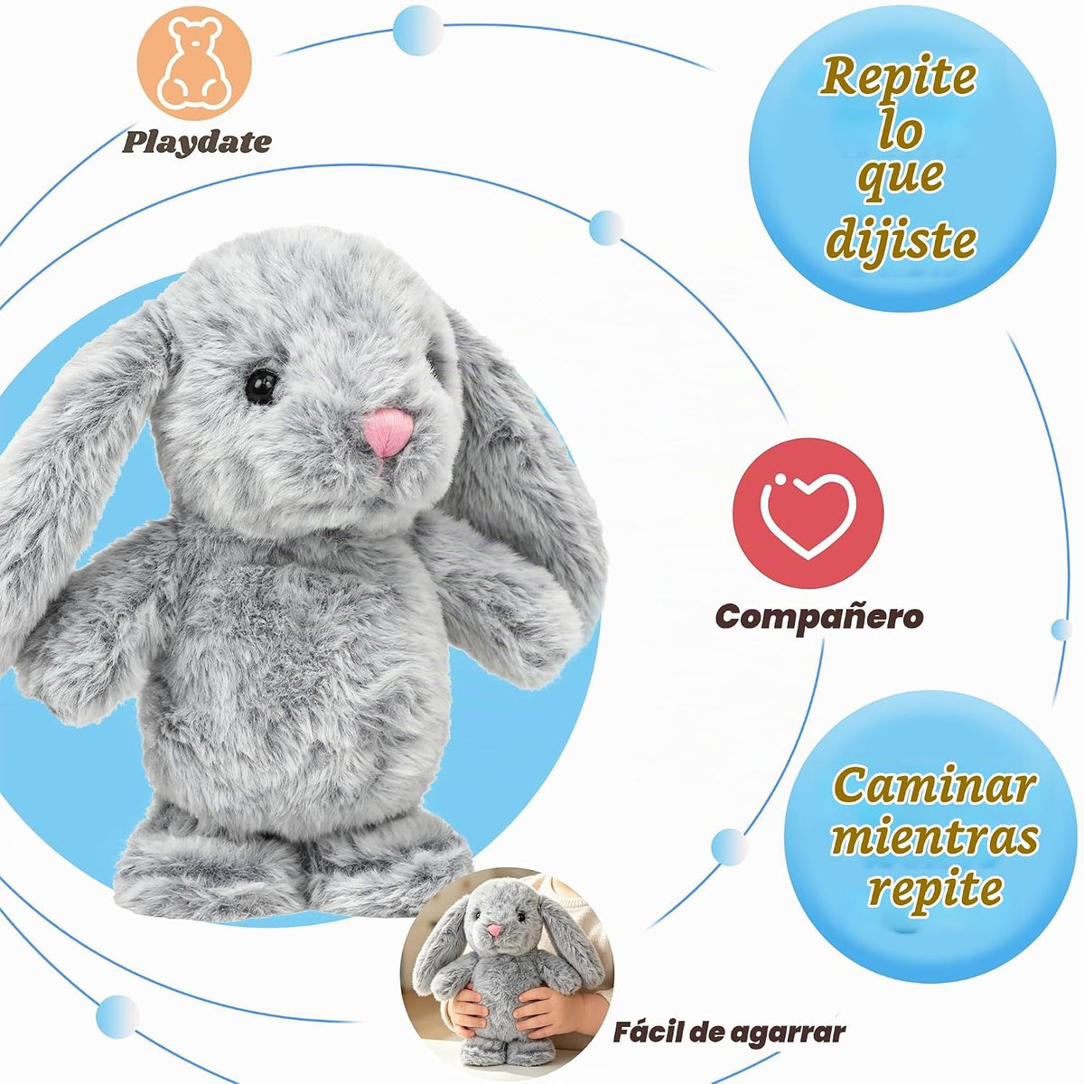 Hopearl Conejito que habla y canta, repite lo que dices, conejo que...