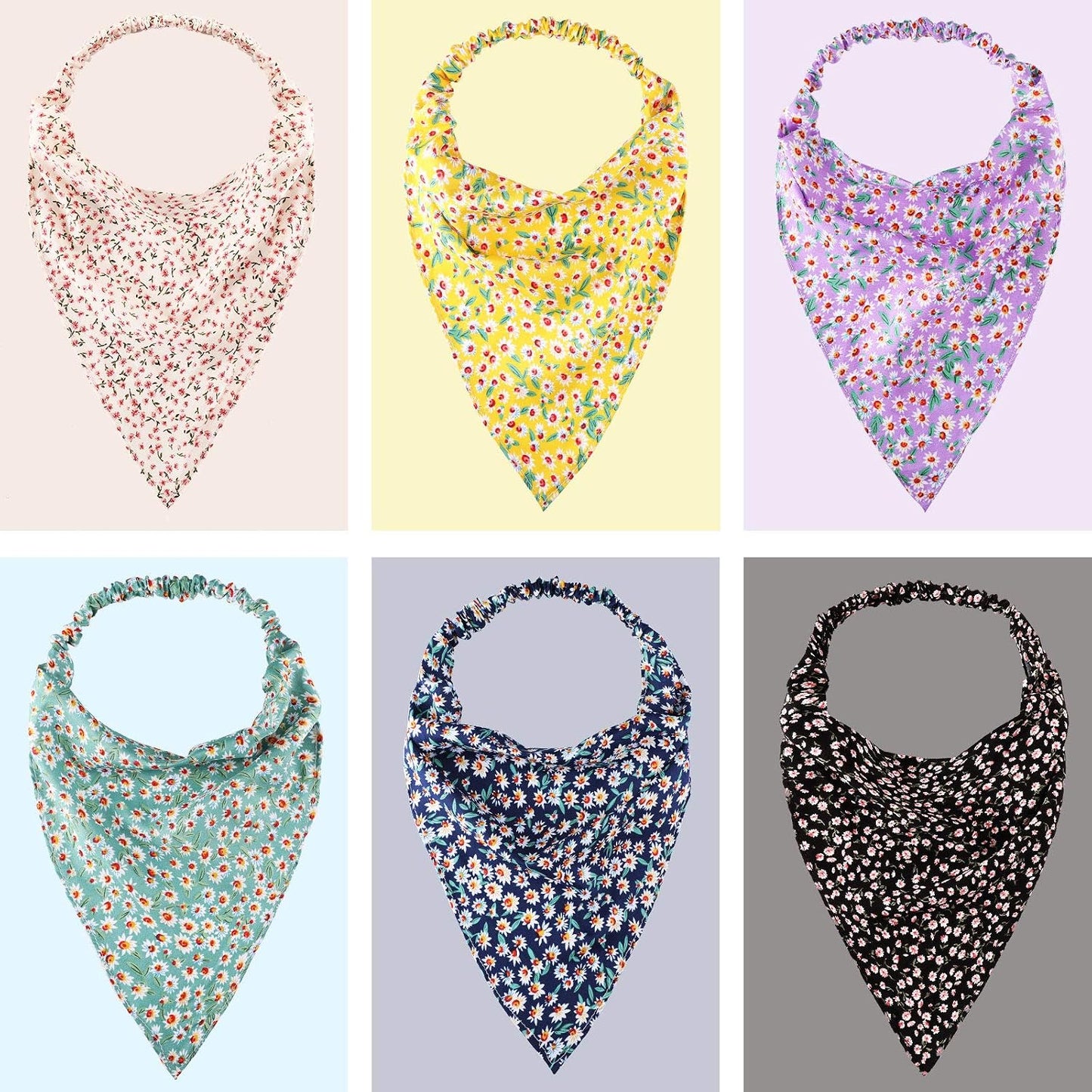Syhood Juego de 6 pañoletas para cabello floral para mujer y niña,...