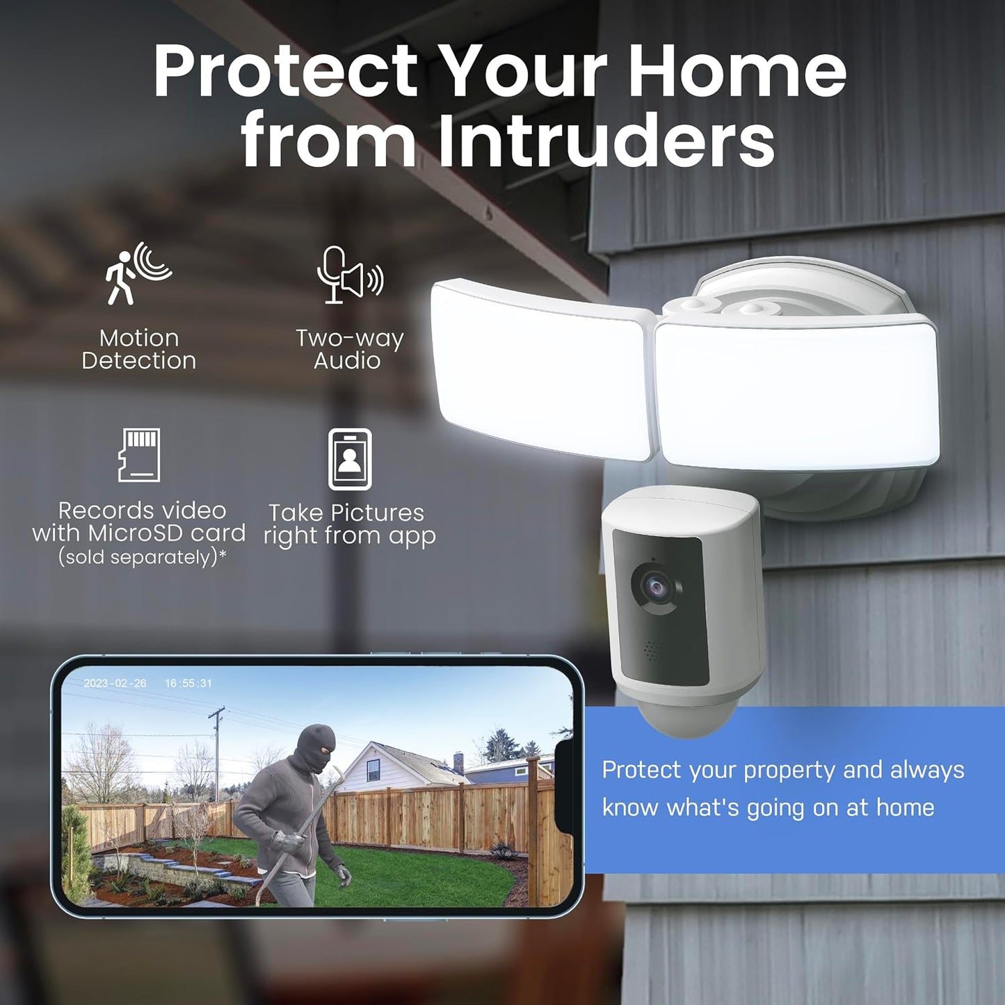 Feit Electric Cámara de seguridad con reflector WiFi, 5000 lúmenes,...