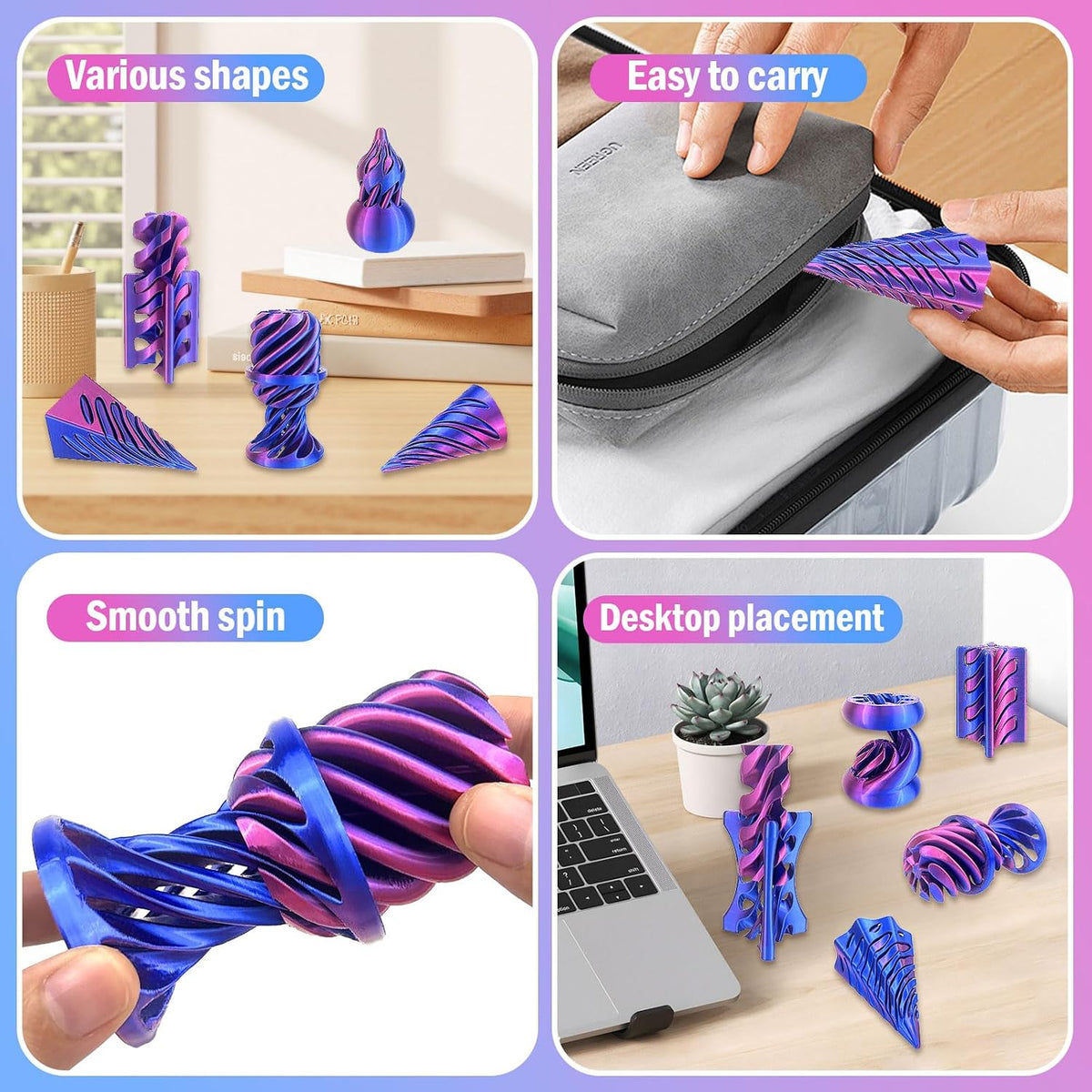 12pcs 3D Impreso Espiral Fidget Juguetes, Imposible Pasar A Través...