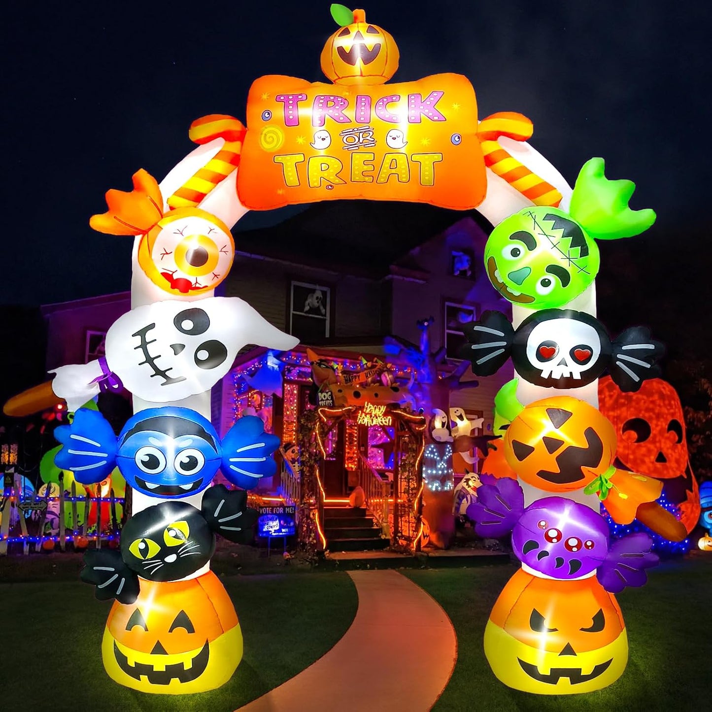 Kalolary Fantasma de caramelo inflable de Halloween de 10 pies de a...