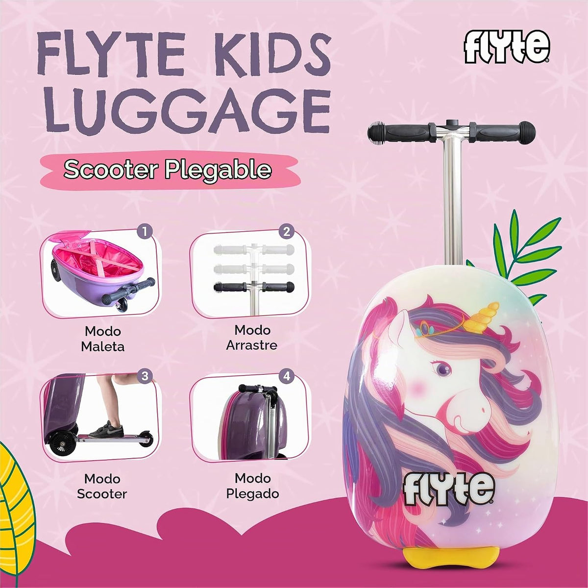 Flyte Maleta Scooter - 2 en 1, Maleta de Montar de 18 pulgadas para...