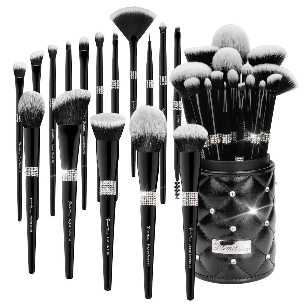Bueart Design Juego de 16 brochas de maquillaje con soporte clásico...