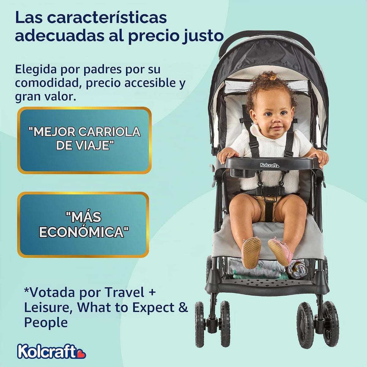 Kolcraft Nube Plus Asiento ligero carriola con sistema de seguridad...