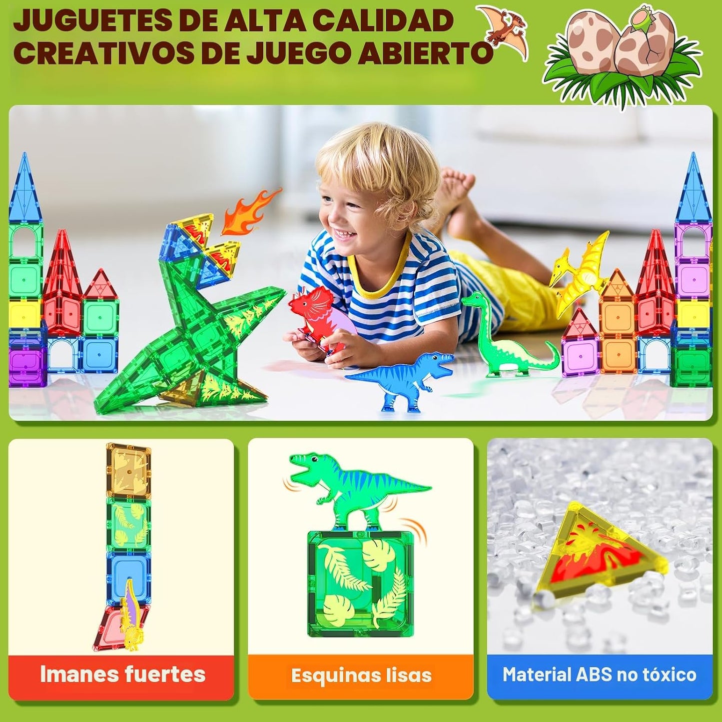 Juguetes Coodoo de Dinosaurios Azulejos Magnéticos - Bloques de Con...