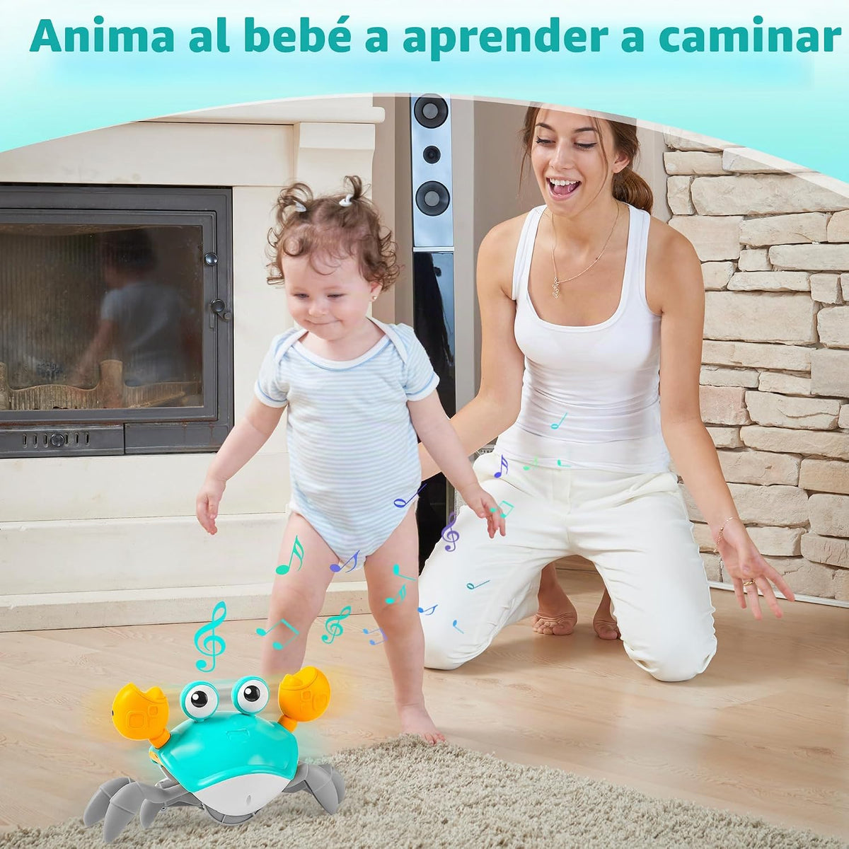 Juguete para bebé de cangrejo gateante, juguete para tiempo boca ab...