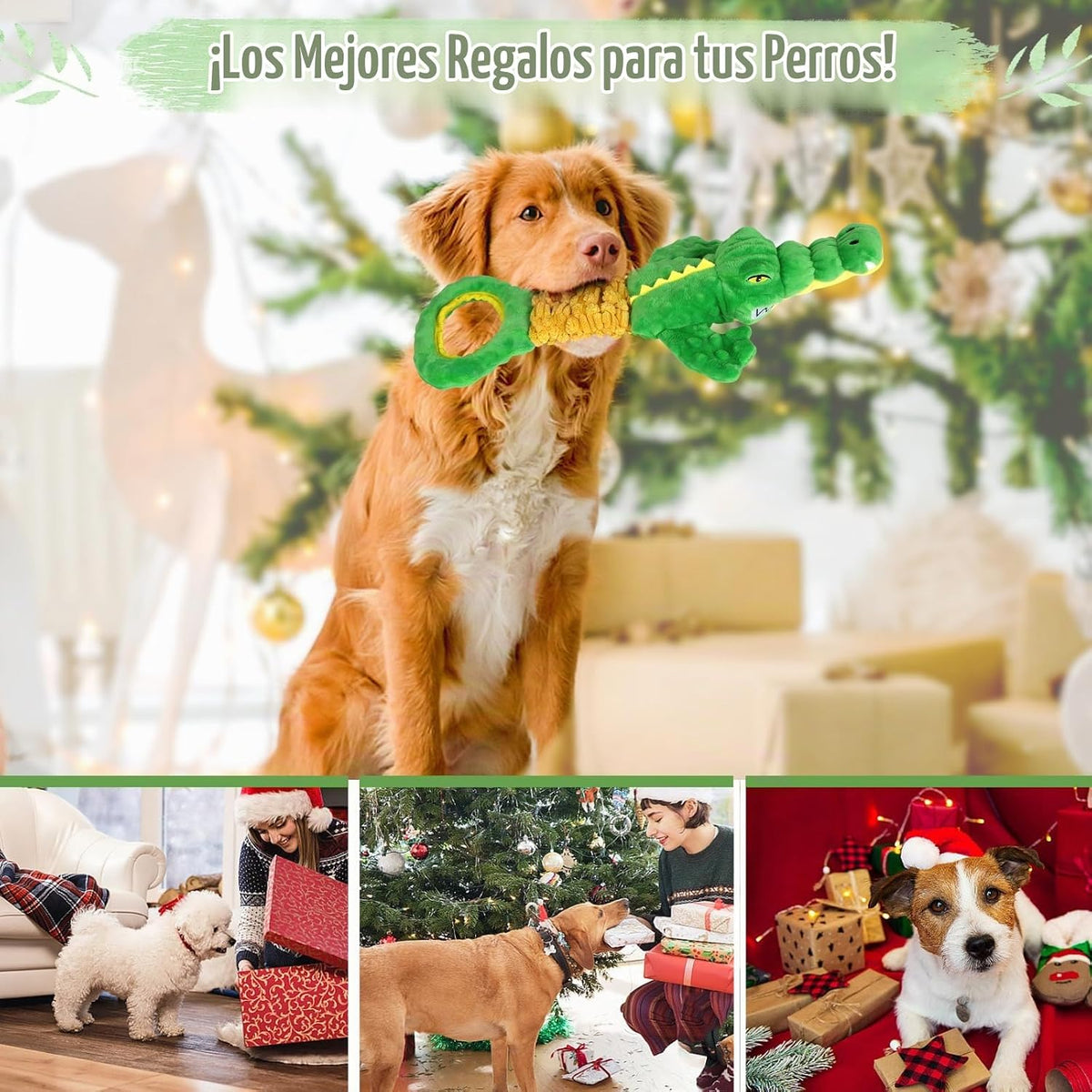Eneston Juguetes grandes para perros, juguete de peluche chirriante...