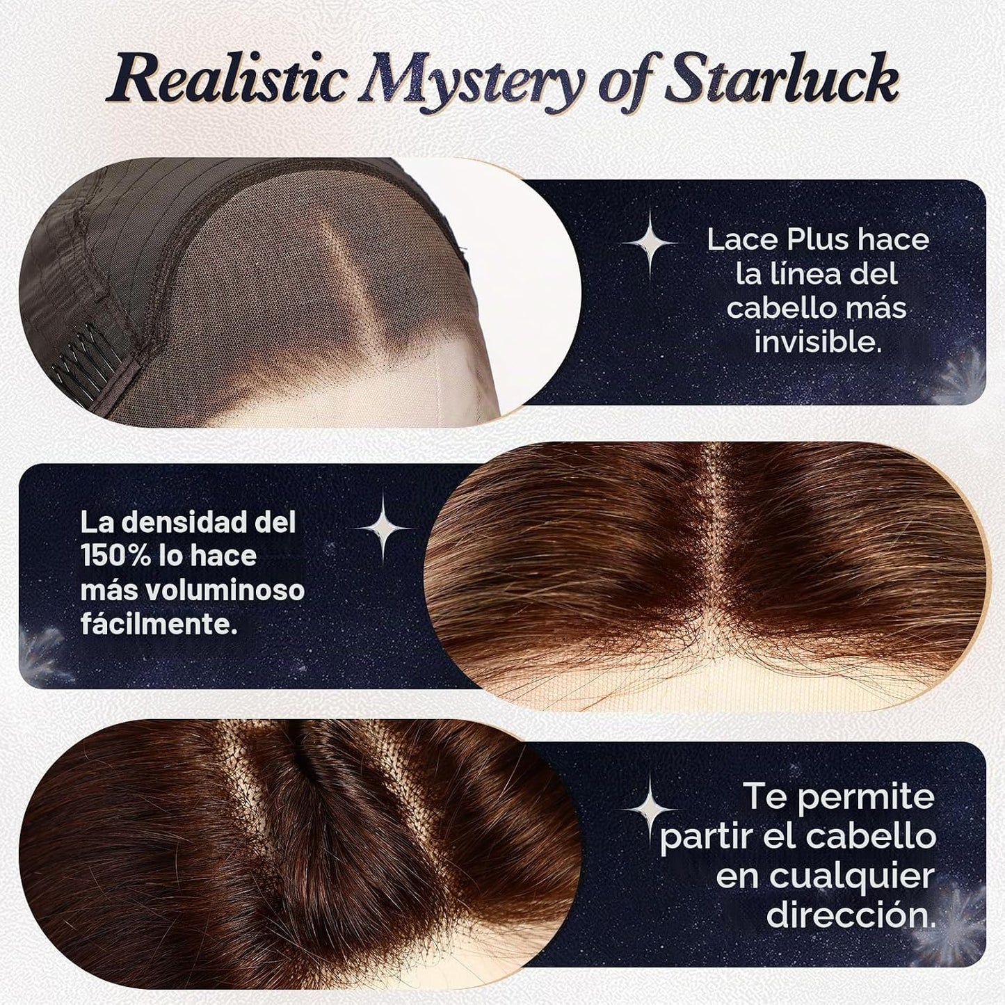 starluck Pelucas de cabello humano con encaje frontal, pelucas de c...