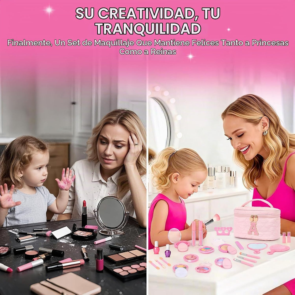 Juego de maquillaje lavable para niñas, 29 piezas, juguetes de maqu...