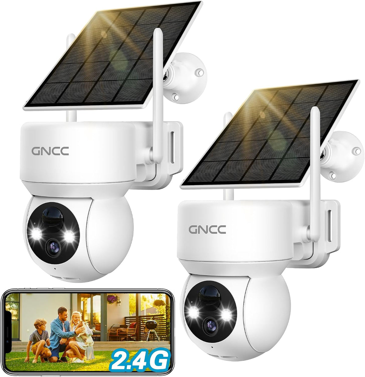 GNCC Cámaras de seguridad solares inalámbricas para exteriores, WiF...