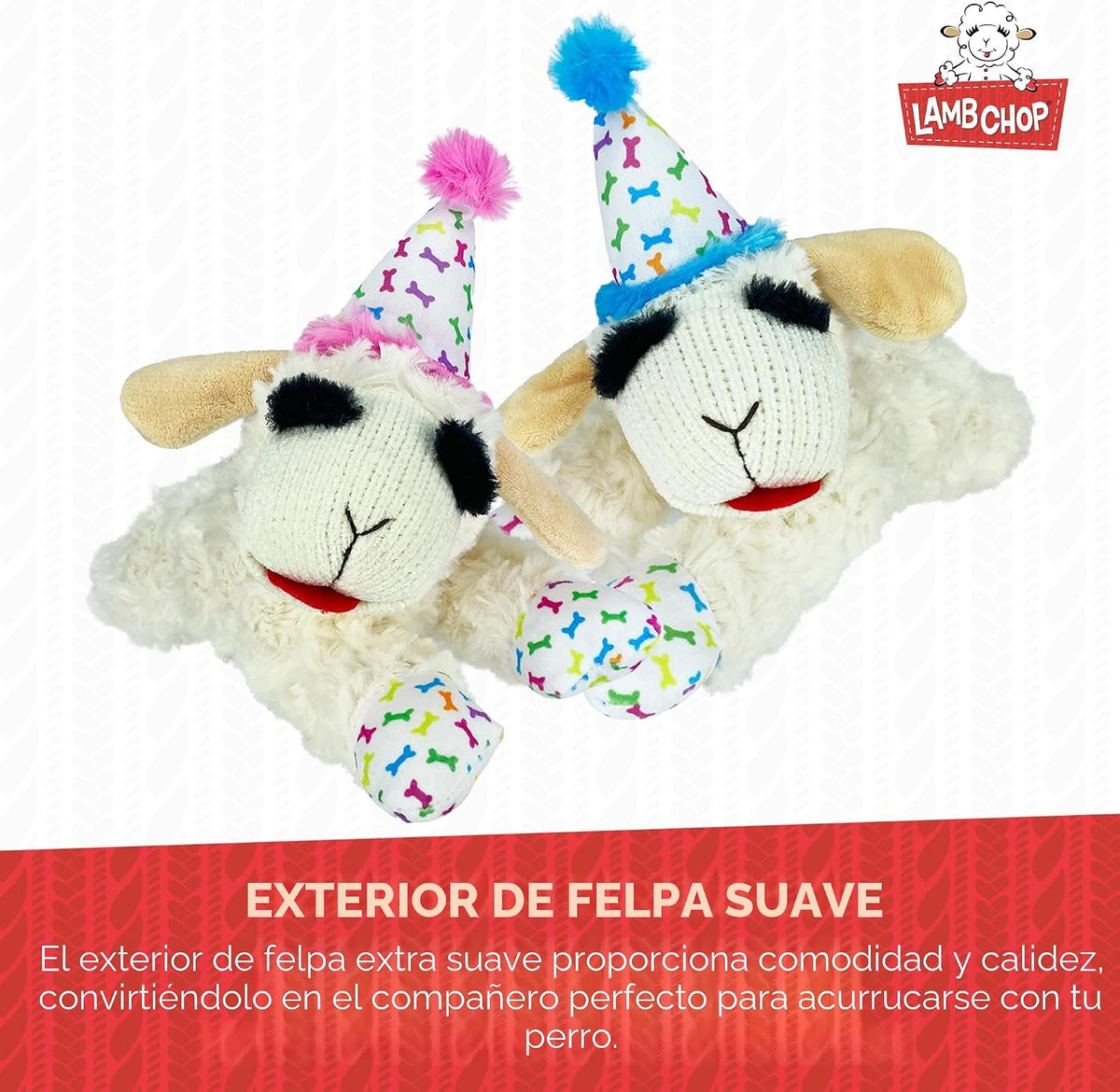 Multipet Lamb Chop - Juguete de peluche para perro con sombrero de...