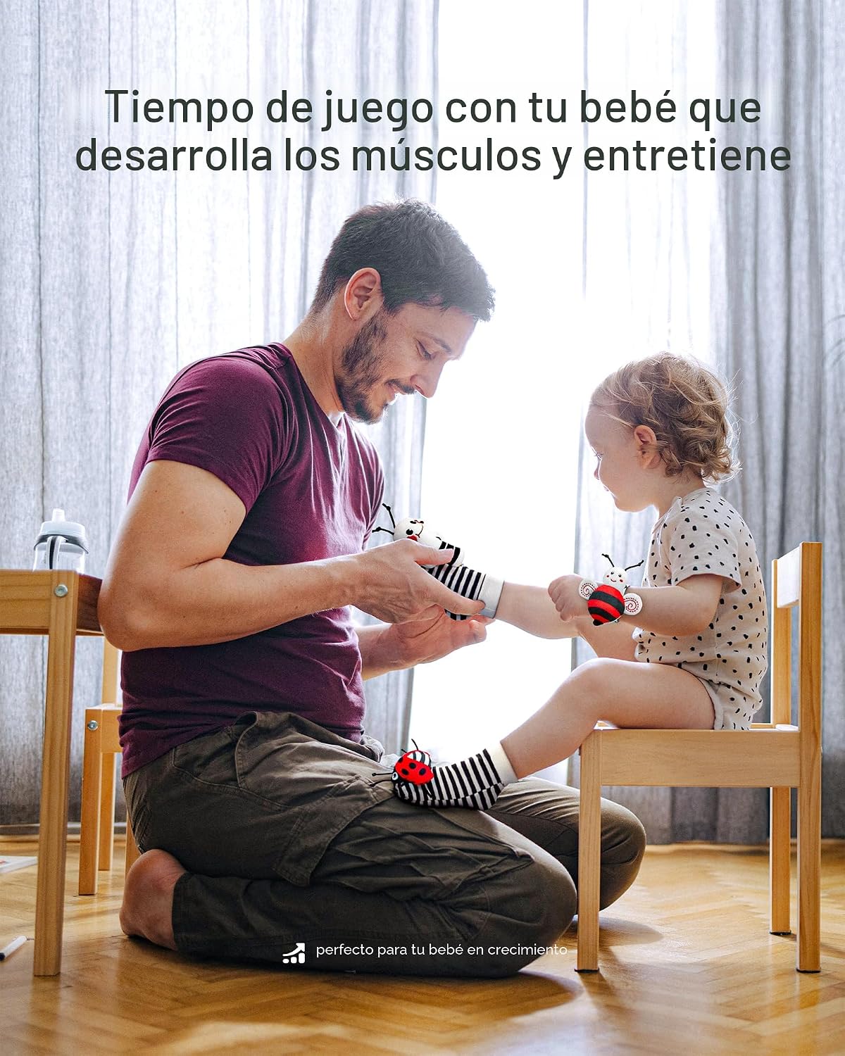 Infinno Juego de calcetines con sonajero y brazalete para bebés de...