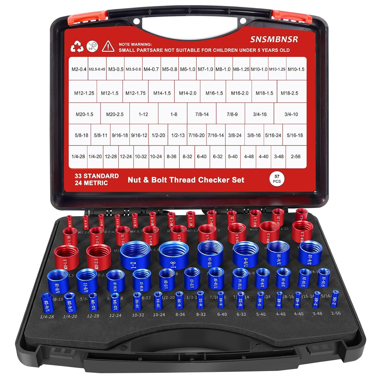 SNSMBNSR 57Pcs Verificador de Roscas, Juego de Verificación de Rosc...