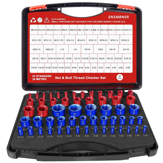 SNSMBNSR 57Pcs Verificador de Roscas, Juego de Verificación de Rosc...