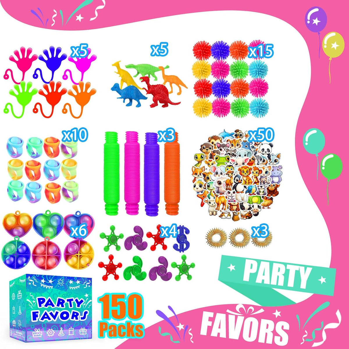 Recuerdos de fiesta para niños de 8-12 y 4-8 años, paquete de 150 j...