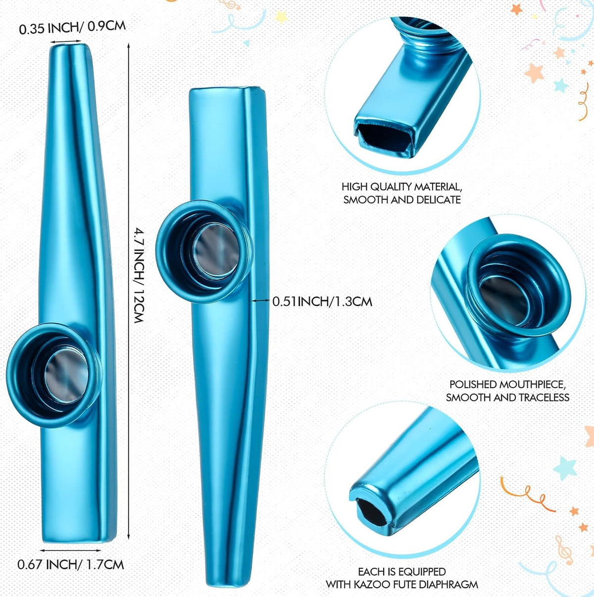 20 piezas de instrumentos musicales Kazoos de metal Kazoos de flaut...